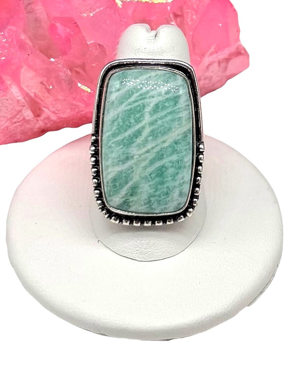 Amazonite Ring Size 8 925 Sterling Silver Overlay